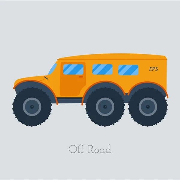 Ilustrasi vektor vechicle lintas negara. Terisolasi di truk. Off Road Kendaraan Outdoor - Stok Vektor