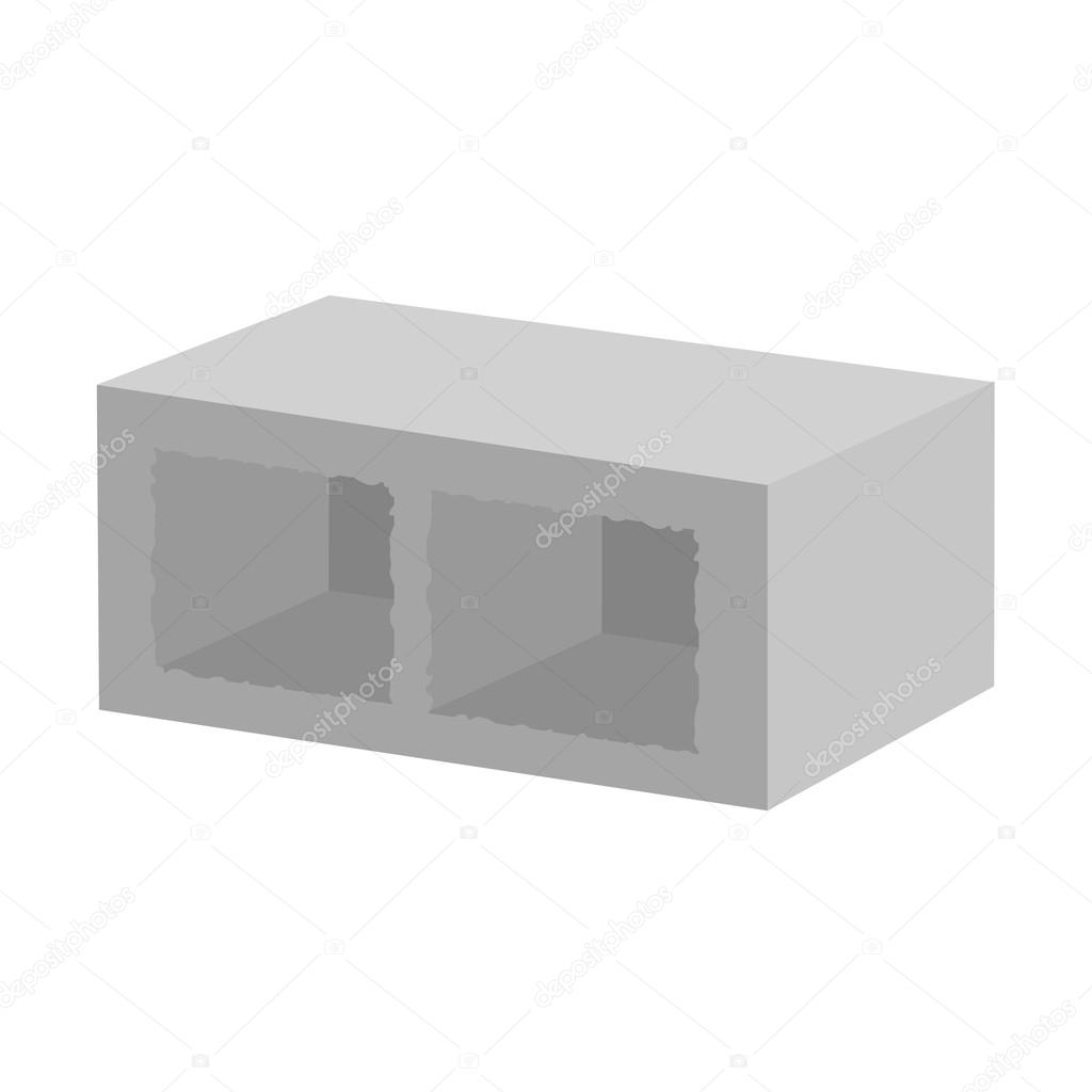 Vector illustration concrete building block for architectural works. Building block vector illustration. Concrete block on the white background. Cement block isolated vector