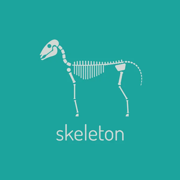 Esqueleto de cavalo de estilo plano. Imagem vetorial esqueleto de cavalo isolado no fundo verde.Pode ser usado como logotipo. Para ilustrações planas —  Vetores de Stock