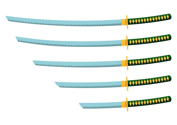 사무라이 검 세트 벡터 일러스트. 흰색 배경에 카타나. 카타나 벡터. 카타나 일러스트. 카타나 절연 벡터 — 스톡 벡터