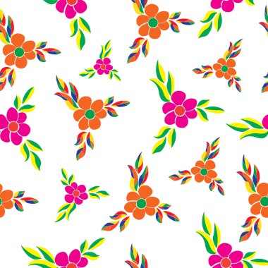 Çiçek ve yapraklı karalama şeklinde vektör deseni.