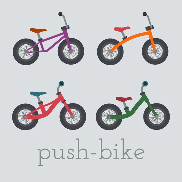 Vektor Push-Bike Set Illustration. Mini-Push-Bike isoliert auf weißem Hintergrund. Push-Vektor. Push Bike Set Illustration. Mini-Fahrrad isolierter Vektor — Stockvektor