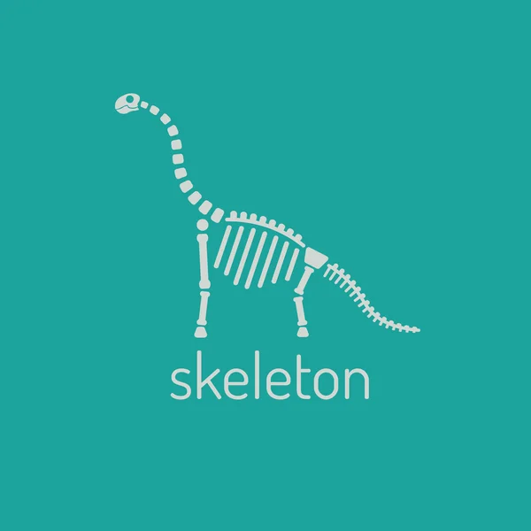 Dinosaur skeleton. Diplodocus.Sauropod. Vector Image sauropod skeleton isolated on green background.Can be used as logo. For flat illustrations — Stock Vector