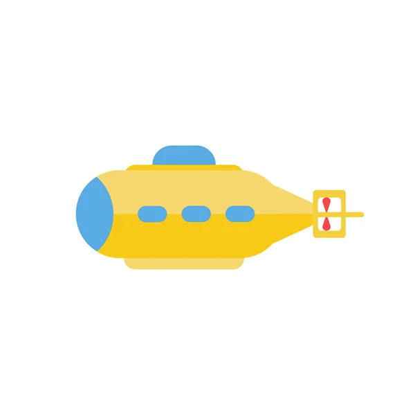 Υποβρύχιο. Απεικόνιση διανύσματος. Κίτρινο υποβρύχιο σε επίπεδο στυλ — Διανυσματικό Αρχείο