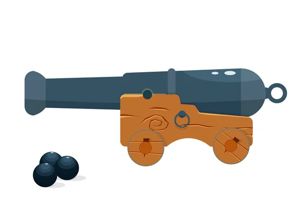 Old naval cannon vector illustration. — Stock Vector