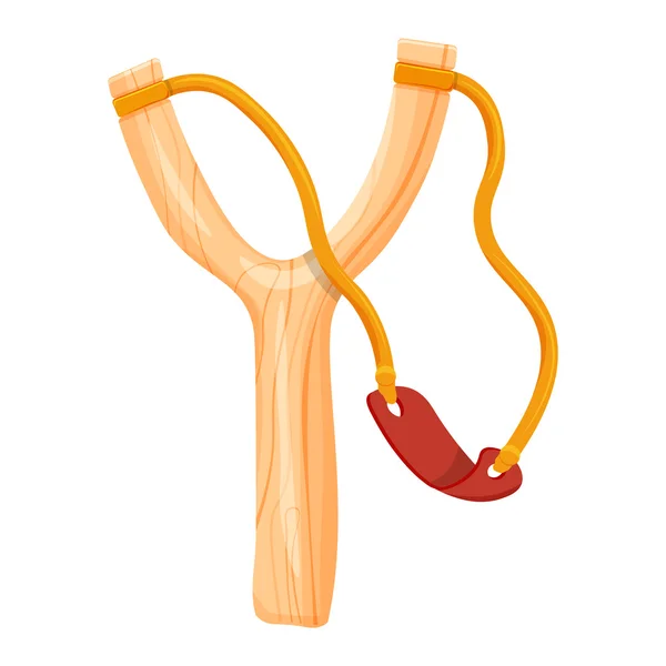 Hölzerne Schleudervektorillustration Isoliert Auf Weißem Hintergrund — Stockvektor