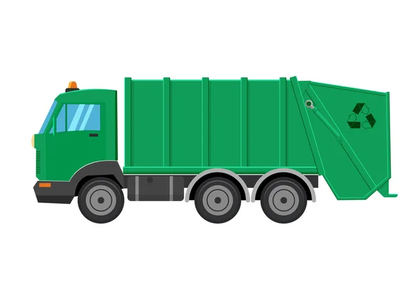 Garbage Truck Vector Illustration Isolated White Background — Stock Vector