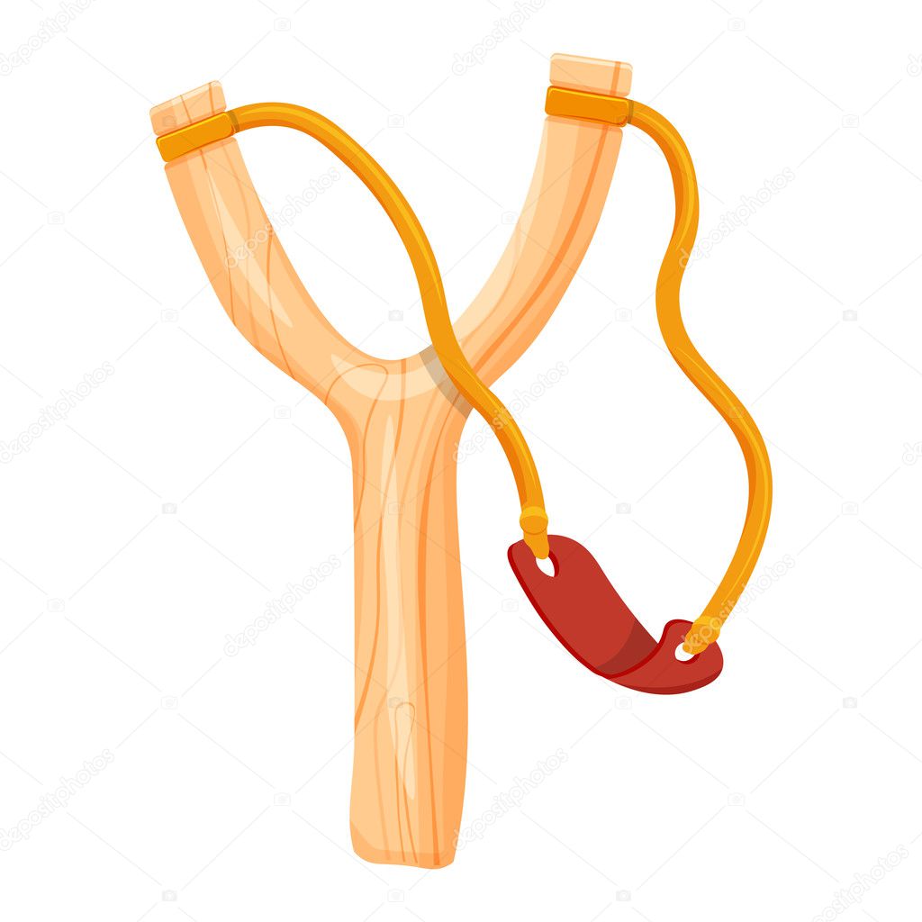 wooden slingshot vector illustration isolated on a white background