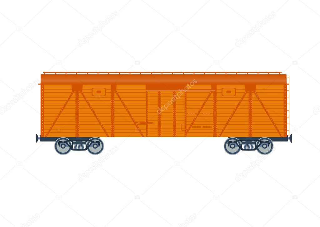 Freight railroad car. isolated on white background. Freight railroad car. illustration. Freight railroad car.Wooden boxcar isolated vector