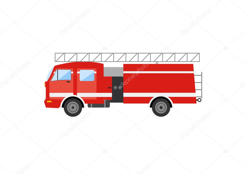 Side View Red Fire Truck Vector Illustration Fire Engine Stock Vector