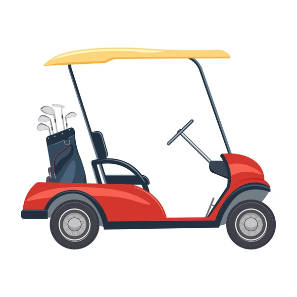 Röd golf cart vektor illustration. Golf bil isolerad på vit bakgrund — Stock vektor