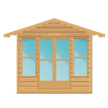 Gazebo vektör illüstrasyon. Beyaz arka planda yazlık.
