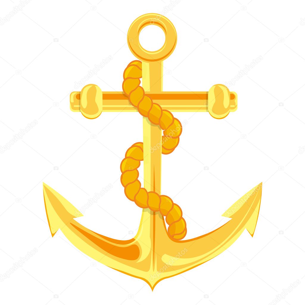 Gold anchor vector illustration isolated on a white background