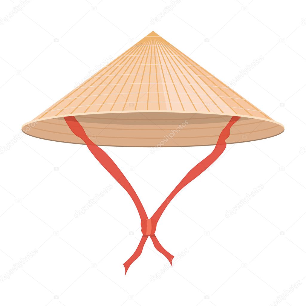 Chinese Conical Straw Hat Vector Illustration Isolated White Background
