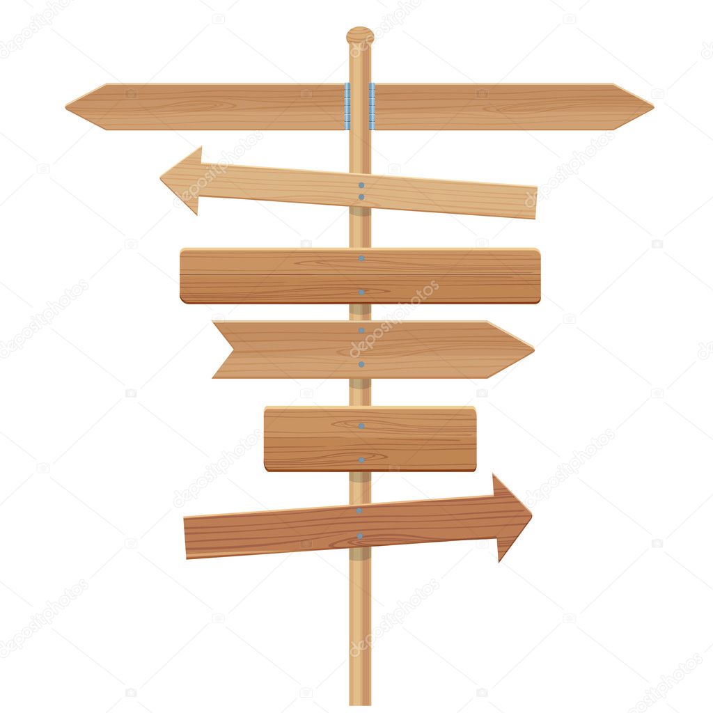 wooden signpost vector illustration isolated on a white background