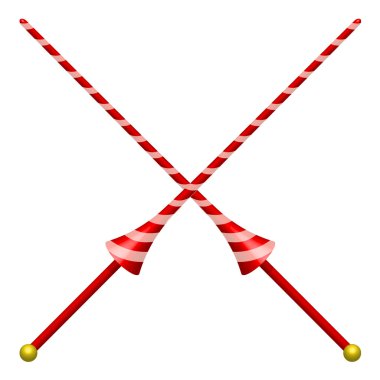 Beyaz bir arka plan üzerinde yalıtılmış iki çapraz mızrak vektör illüstrasyon