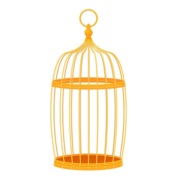 Decorative golden bird cage vector illustration isolated on white background — Stock Vector