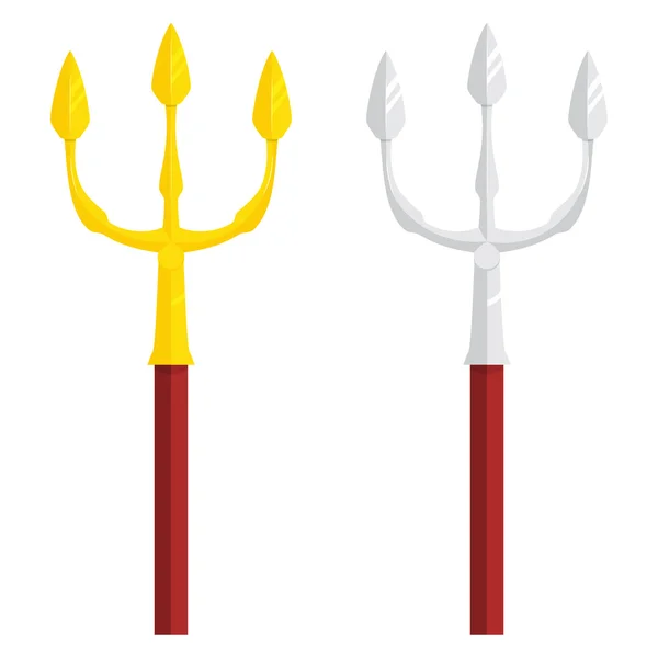 Illustration vectorielle trident or et argent isolée sur fond blanc — Image vectorielle