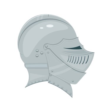 Beyaz arka plan üzerinde izole Ortaçağ Şövalyesi kask vektör çizim