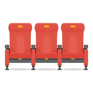 Kırmızı rahat gerçekçi sinema koltuk fvector illüstrasyon izole