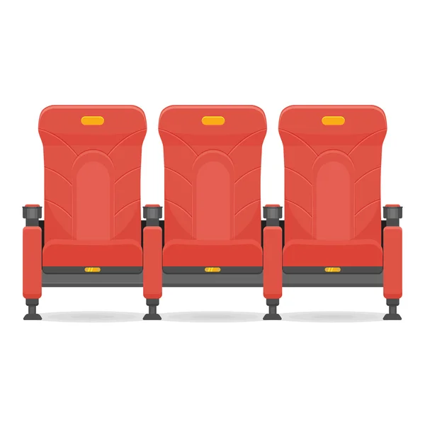 Rode comfortabele realistische bioscoop stoel fvector illustratie geïsoleerd — Stockvector