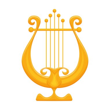 Golden Lyre vector illustration isolated on white background clipart