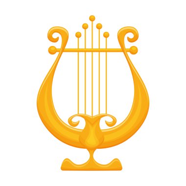 Golden Lyre vector illustration isolated on white background clipart