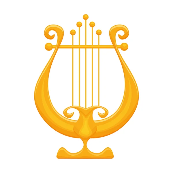 Golden Lyre vector illustration isolated on white background — Stock Vector