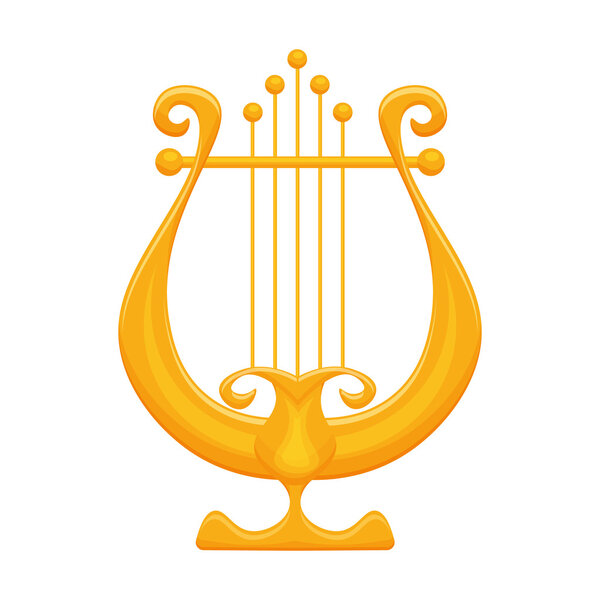 Golden Lyre vector illustration isolated on white background