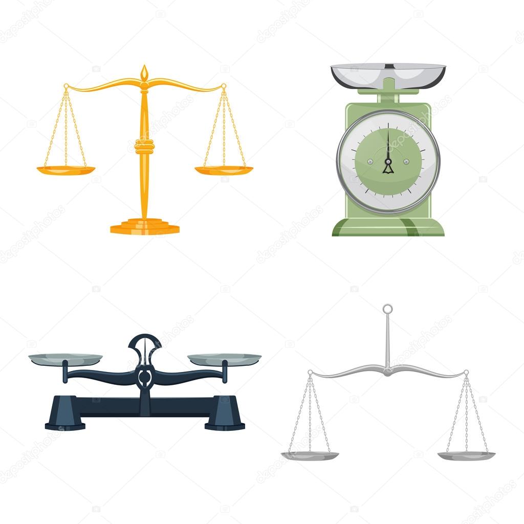 Antique scales set vector illustration isolated on wite background
