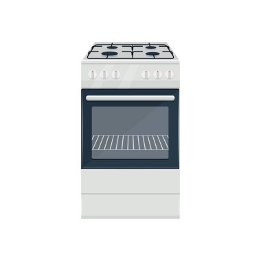 Mutfak gaz ocağı düz vektör çizimi beyaz arkaplanda izole edildi