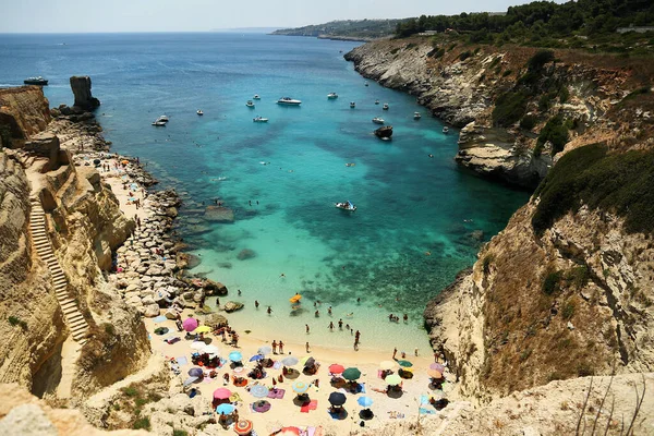 Santa Cesarea Terme Puglia Itália Julho 2017 Bay Porto Miggiano — Fotografia de Stock