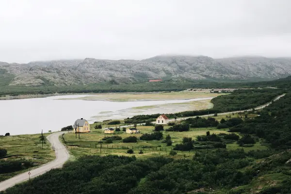 Grense Jakobselv Finnmark County Shore Barents Sea Foggy Day Arctic — Stok fotoğraf