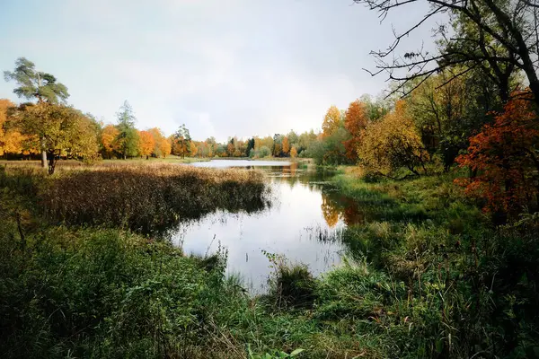 Priory Park Gatchina Saint Petersburg Suburb Autumn Lake Sunny Autumn — Stockfoto
