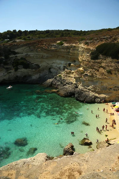 Santa Cesarea Terme Puglia Italy July 2017 Bay Porto Miggiano — 图库照片