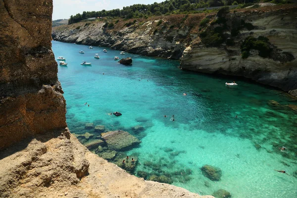 Santa Cesarea Terme Puglia Italia Julio 2017 Bahía Porto Miggiano — Foto de Stock