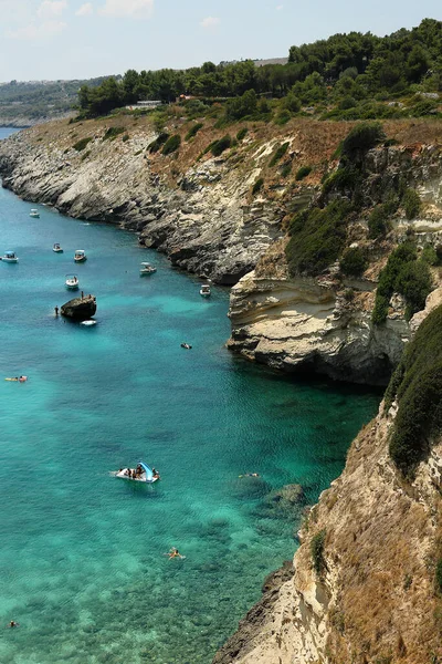 Santa Cesarea Terme Puglia Italia Julio 2017 Bahía Porto Miggiano — Foto de Stock