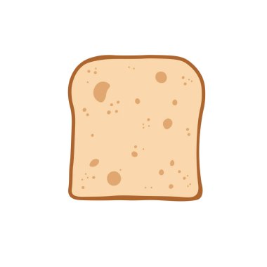 Kızarmış ekmeğin en üst görüntüsü. Kahvaltı tostu. Düz vektör çizimi. Çizgi film ikonu. Kare sandviç parçası. Buğday ürünü, fırın..