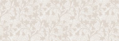 Şekillendirilmiş çiçekli siluetleri ve soyut noktalı dokusu olan hassas, pürüzsüz vektör deseni. Yumuşak pastel bej ve beyaz palet kumaşlar ve duvar kağıtları için rahatlatıcı, zarif bir tasarım yaratır.