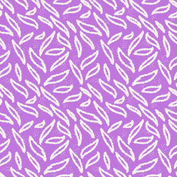 Mor arkaplandaki şekiller gibi soyut beyaz yapraklı kusursuz vektör deseni. Kumaş, duvar kağıdı, ambalaj kağıdı ve yüzey tasarımı için modern dekoratif doku