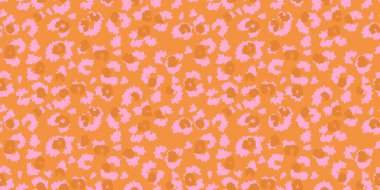 Hardallı turuncu arka planda pembe tonlarda kusursuz soyut leopar deseni. Moda, tekstil ve modern markalaşma için son moda hayvan tasarımı