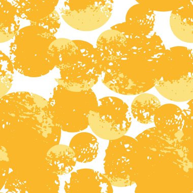 Kusursuz soyut vektör şablonu. Beyaz arka planda sıcak sarı tonlarda dokulu dairesel şekiller. Tekstil, ambalaj ve dekor için modern minimalist tasarım