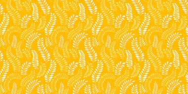 Parlak sarı bir arka planda zarif yaprak dalları olan kusursuz bir vektör deseni. Narin botanik motifler tekstil, duvar kağıtları, ambalaj ve modern tasarım için doğal ve zarif bir his yaratır.