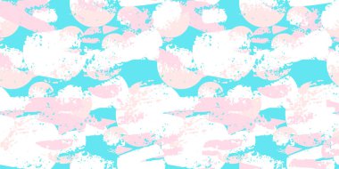 Yumuşak, pürüzsüz vektör soyut deseni, dokulu dairesel şekiller, pembe, beyaz ve su tonlarında. Kumaş, duvar kağıdı, kırtasiye ve dekor için modern geometrik tasarım