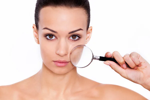 Magnifying facial features. — Stock Photo, Image