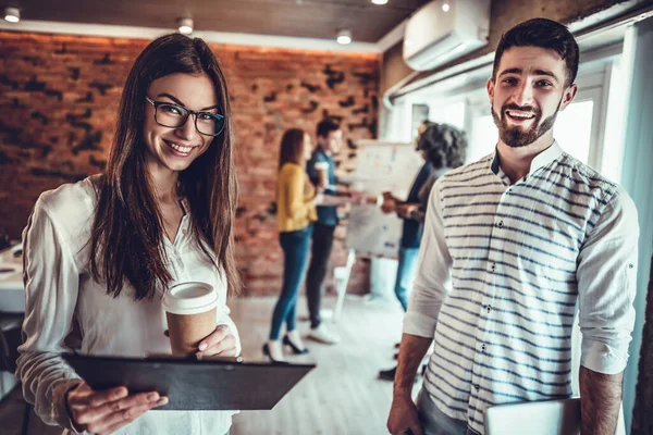 Negócio Comunicação Startup Conceito Pessoas Equipe Criativa Feliz Estudantes Coffee — Fotografia de Stock