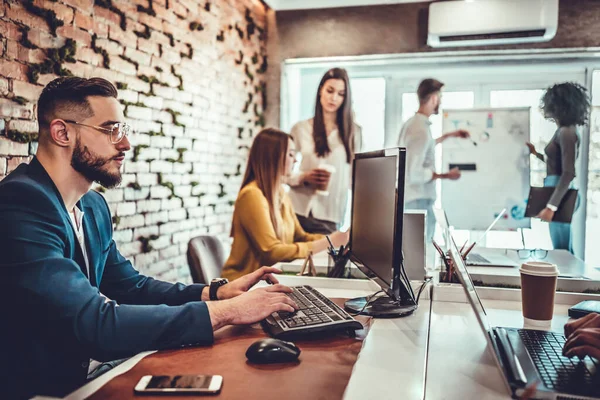 Startup Business Mensen Groep Werken Dagelijks Werk Modern Kantoor Business — Stockfoto