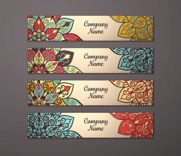 Conjunto de banner com padrão de mandala floral —  Vetores de Stock