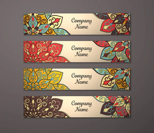 Conjunto de banner com padrão de mandala floral —  Vetores de Stock