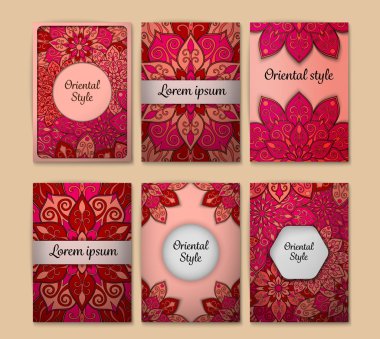 Mandala desenli el ilanları seti